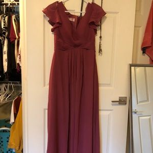 V-neck Floor-Length Chiffon Bridesmaid Dress